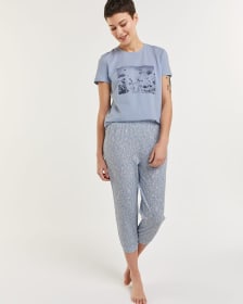 Pantalon jogger de pyjama fleuri et écourté
