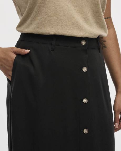A-Line Midi Skirt with Buttons