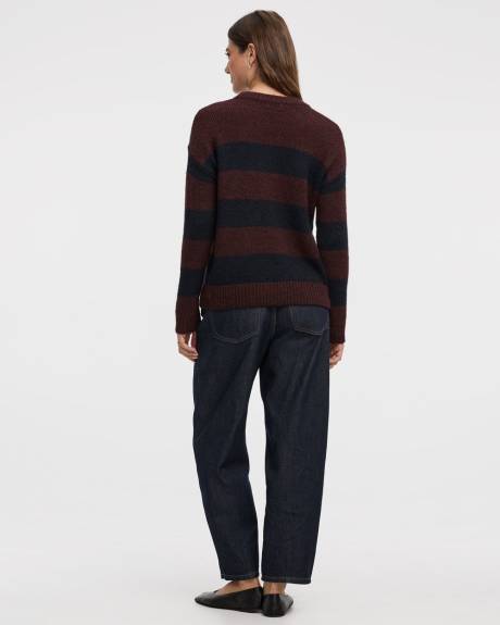 Long-Sleeve Crew-Neck Fluffy-Knit Sweater