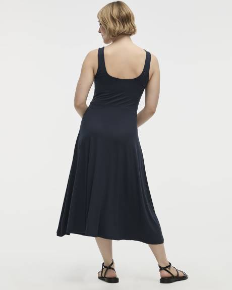 Sleeveless Midi Dress with Square Neckline
