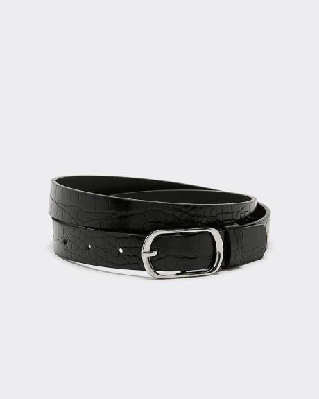 Faux Crocodile Leather Belt