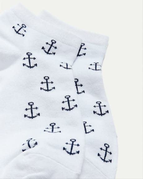 Cotton Anklet Socks with Anchors