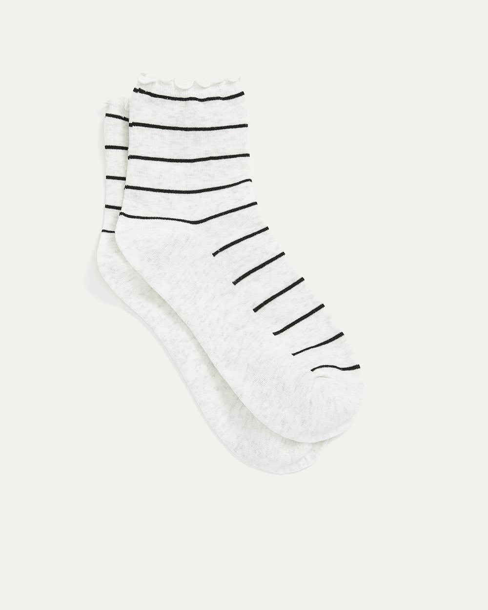 Striped Cotton Socks with Ruffled Hem | Reitmans