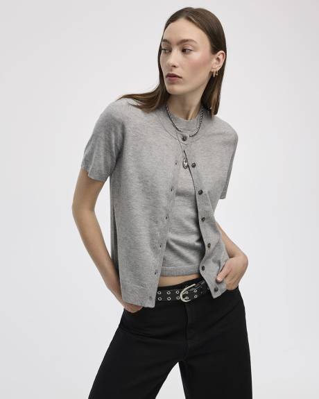 Short-Sleeve Buttoned-Down Cardigan