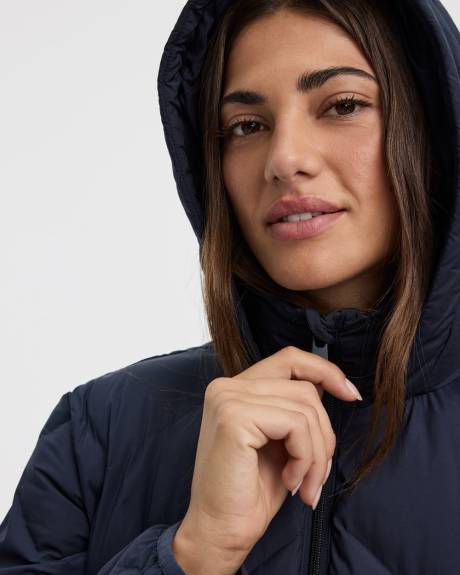 Manteau long &agrave; capuchon matelass&eacute;