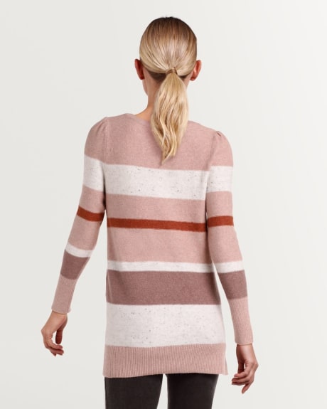 Chandail blocs de couleurs en tricot à encolure arrondie