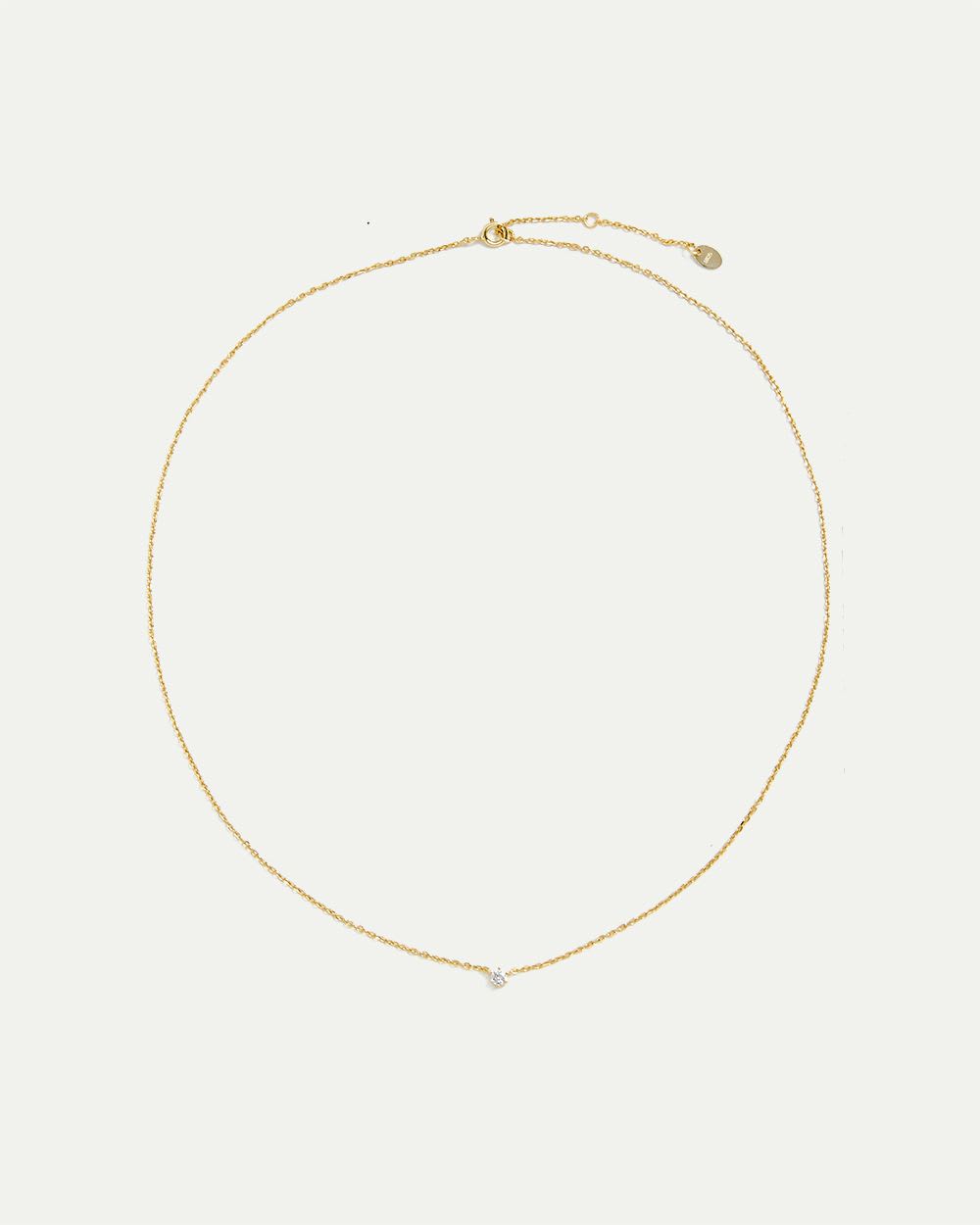 Gold-Plated Delicate Short Necklace with Cubic Zirconia Pendant