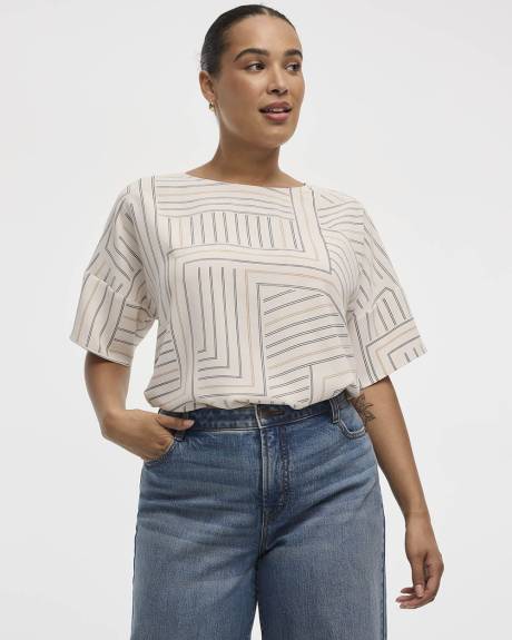 Blouse t-shirt à col rond et manches courtes