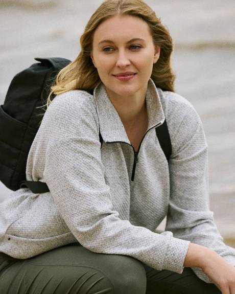 Pull textur&eacute; &agrave; demi-zip - Hyba