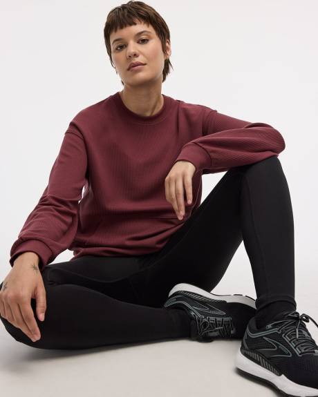 Pull en tricot ottoman à manches longues et col rond - Hyba