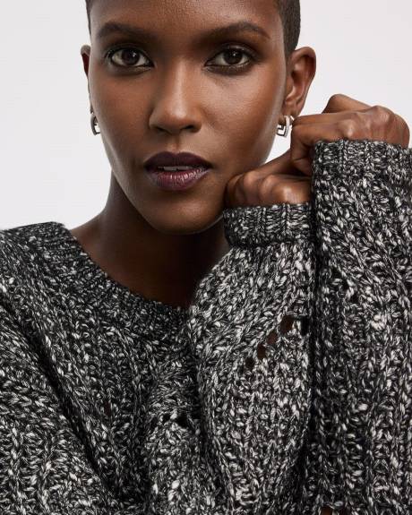 Pull en mailles de fantaisie à manches longues et col montant