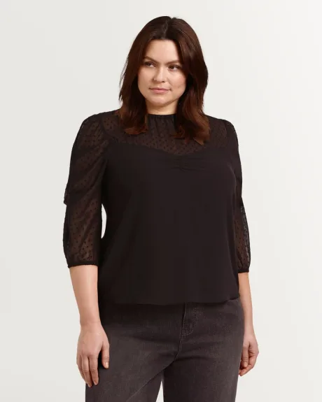 ¾ Sleeve Blouse with Ruched Details