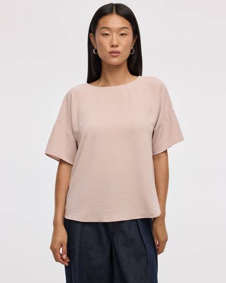 Blouse t-shirt à col rond et manches courtes