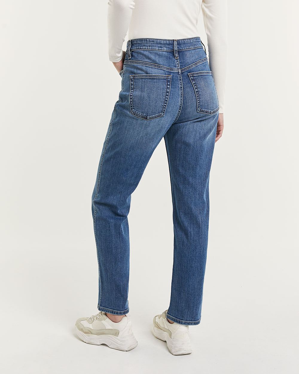 90's Straight Leg Medium Wash Super High Rise Jeans - Tall