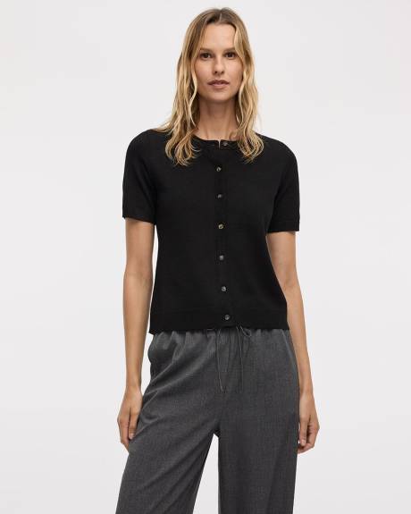 Cardigan boutonné à manches courtes