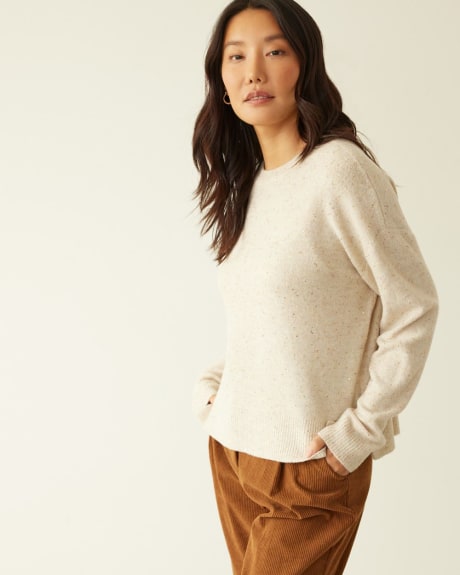 Long-Sleeve Crew-Neck Sweater with All-Over Sequins