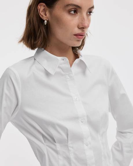 Chemise cintrée en popeline à manches longues