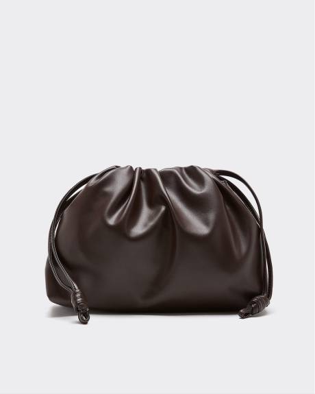 Ruched Shoulder Bag with Metal Chain