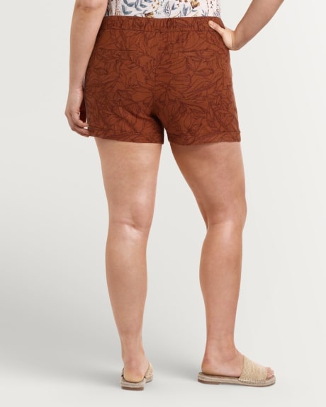 Linen-Blend Printed Shorts