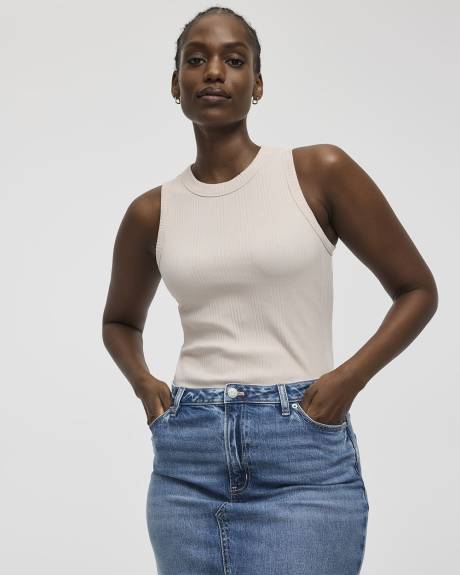 Fitted Crew-Neck Ribbed Tank