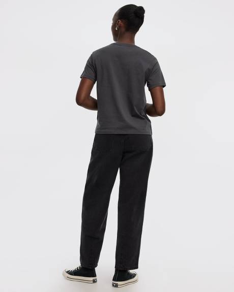 Short-Sleeve Crew-Neck Tee with Rhinestones