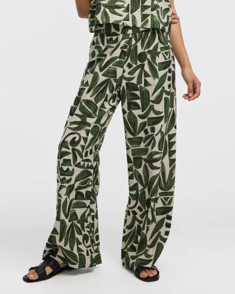 Pantalon à enfiler à jambe large et taille haute