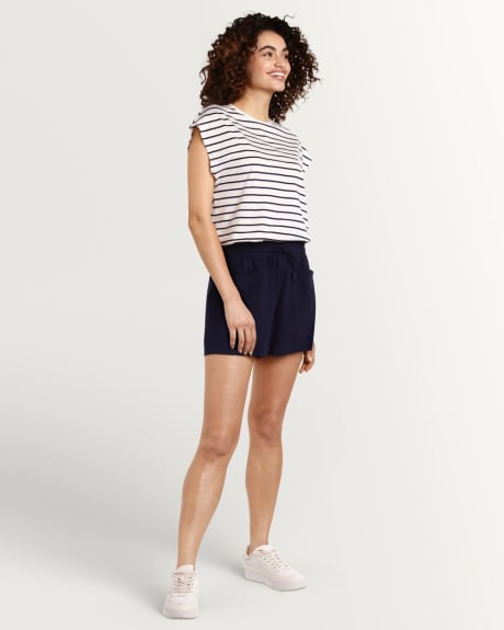 Striped Extended Short Sleeve Top