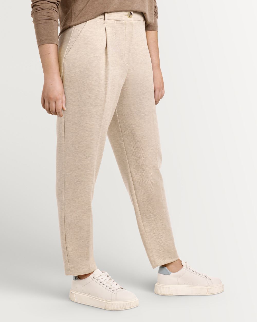 Textured Tapered Leg Modern Stretch Trousers