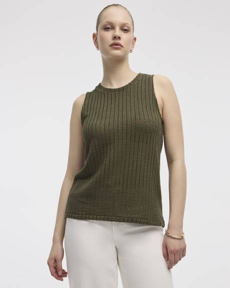 Crew-Neck Crochet Tank