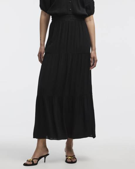 Pull-On Tiered Maxi Skirt