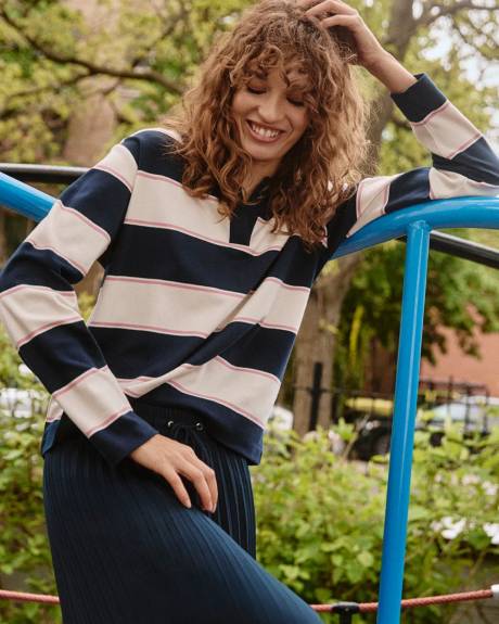 Striped Long-Sleeve Rugby-Style Top