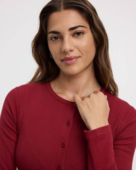 Long-Sleeve Crew-Neck Cardigan