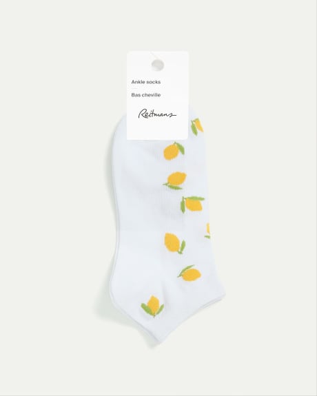 Cotton Anklet Socks with Lemons