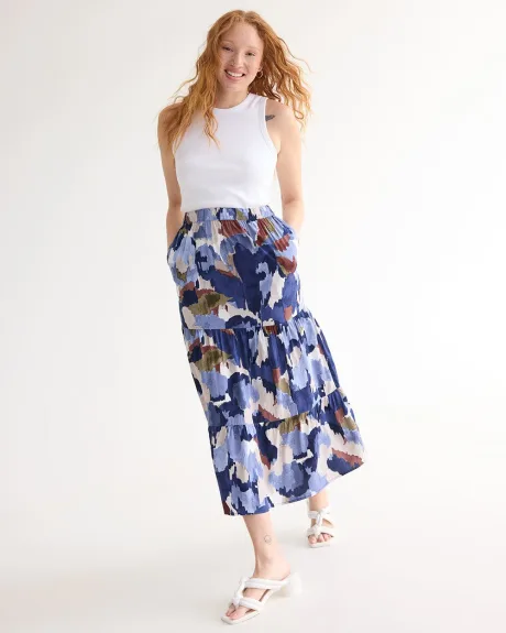 Pull-On Tiered Maxi Skirt