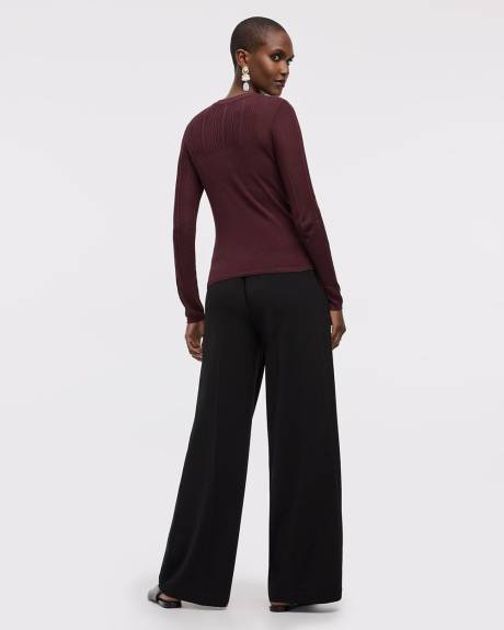 Pull à manches longues et col rond avec empiècement transparent