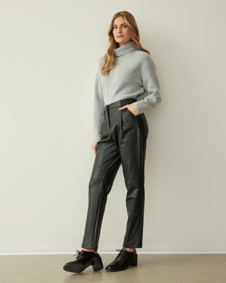 Tapered-Leg Faux Leather Pants
