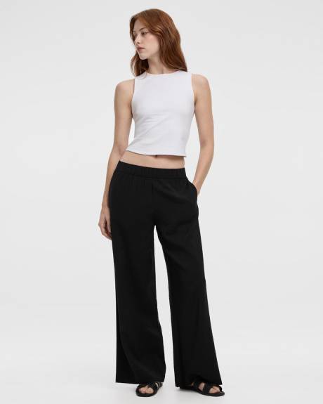 Wide-Leg High-Rise Pull-On Pant - Petite