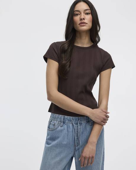 Fitted Crew-Neck Ribbed T-Shirt