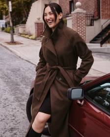 Manteau trench en fausse laine