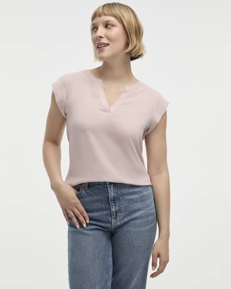 Blouse à manches très courtes et col fendu - R Essentials