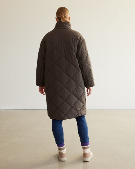 Oversized Quilted Faux Down Jacket