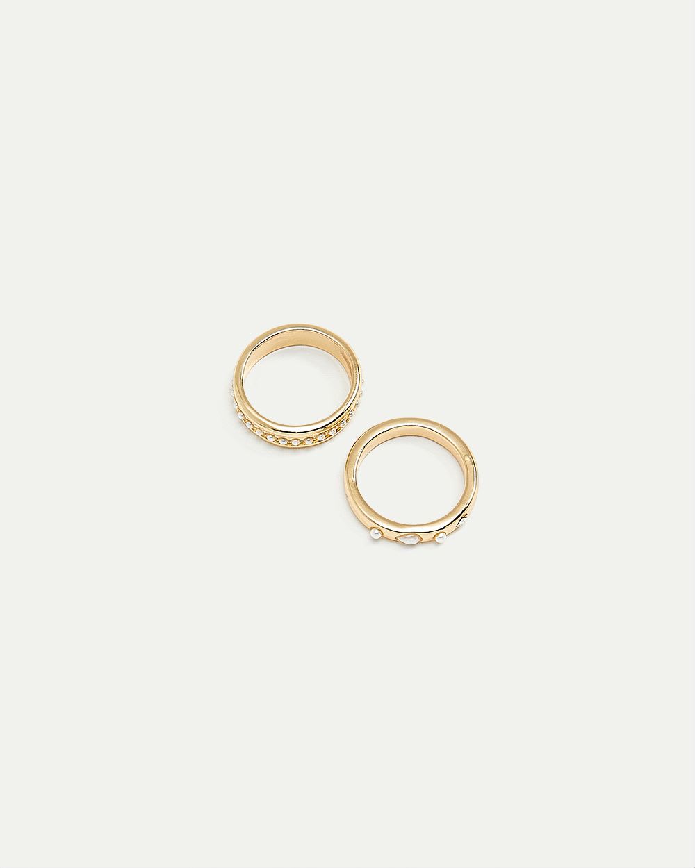 Thick Rings with Pearls, Set of 2