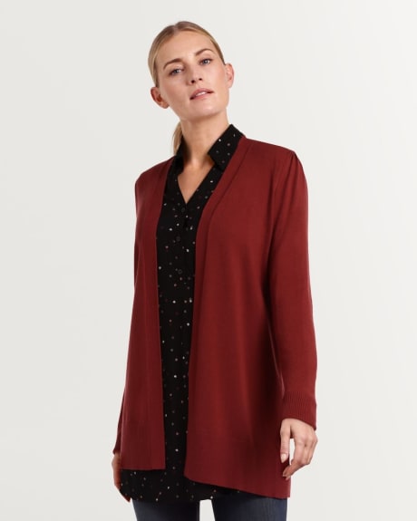 Long Sleeve Open Cardigan with Shirring Details R Essentials