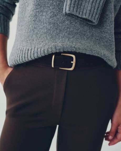 Suede Belt with Rectangular Buckle