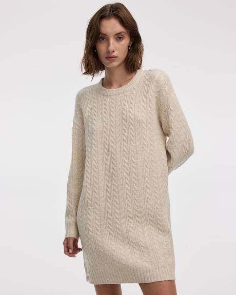 PlushSoft Crew-Neck Cable-Knit Dress