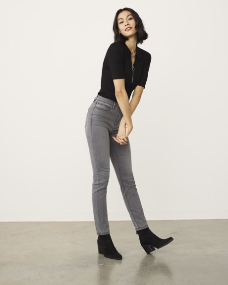 High-Rise Grey Wash Jean with Skinny Leg, Signature Soft