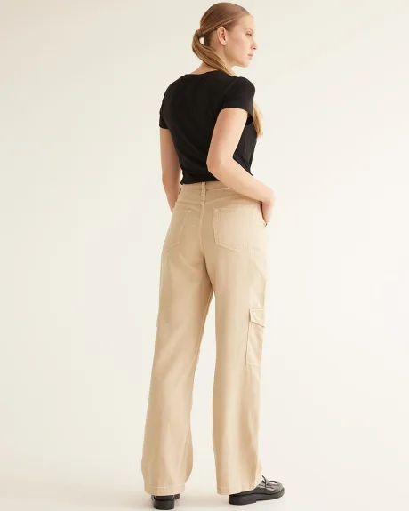 Pantalon cargo à jambe large et taille haute - Long