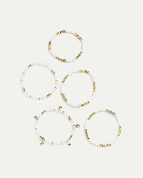 Beaded Elastic Bracelets - Set of 5