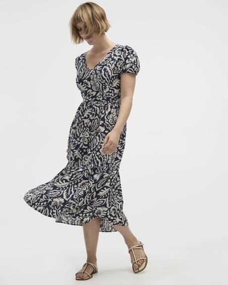 Short-Sleeve V-Neck Dress