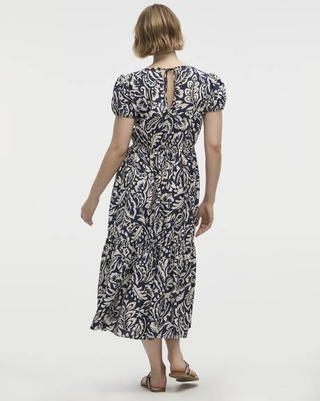 Short-Sleeve V-Neck Dress